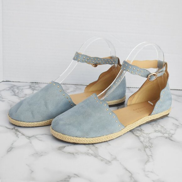 NWOT Lauren Conrad Feldspar Steel Blue Gray Stud Suede Espadrilles Flats Size 6 - Picture 2 of 5